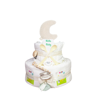 Windeltorte 3 Etagen Jollein Rassel Moon - Nougat Neutrale Windeltorten Jasmico by Windeltortenfee