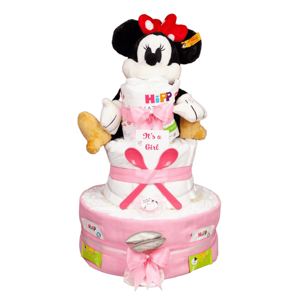 Süße Windeltorte im Minnie Mouse Design