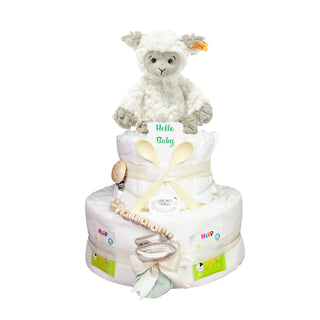Windeltorte 3 Etagen Soft Cuddly Friends Lita Lamm Neutrale Windeltorten Jasmico by Windeltortenfee