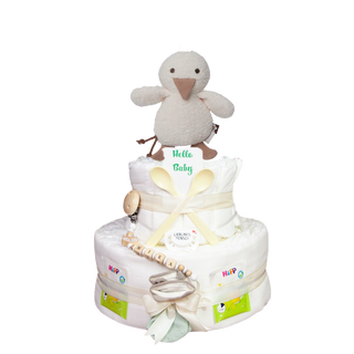 Windeltorte 3 Etagen Jollein Kinderwagenanhänger - Spring Garden Duck Neutrale Windeltorten Jasmico by Windeltortenfee