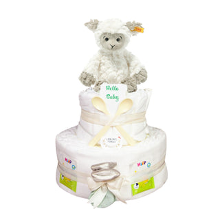 Windeltorte 3 Etagen Soft Cuddly Friends Lita Lamm Neutrale Windeltorten Jasmico by Windeltortenfee