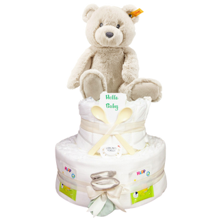 Windeltorte 3 Etagen Soft Cuddly Friends Bearzy Teddybär Neutrale Windeltorten Jasmico by Windeltortenfee