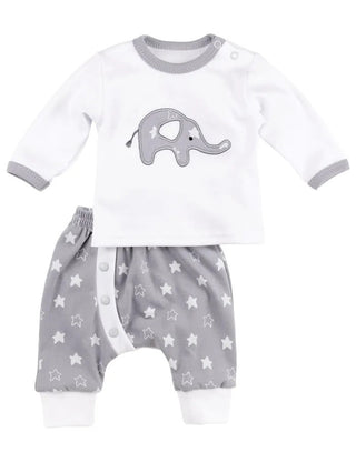 Baby Set kleiner Elefant 2tlg. in weiss/grau Set Langarm-Shirt und Hose Jasmico   