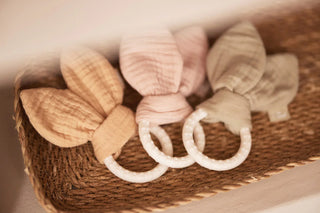 Beißring Silikon Bunny Ears - Wild Rose Babyrasseln Jollein   
