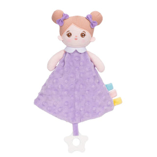 Baby Plüschset mit Rassel und Schmusetuch in lila/rosa Puppen Ifradoll   