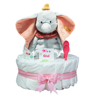 Windeltorte Steiff Soft Cuddly Friends Disney Dumbo in rosa Windeltorten für Mädchen Jasmico by Windeltortenfee