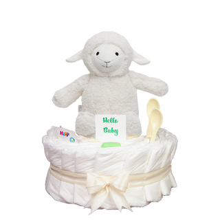 Windeltorte Jollein Kuscheltier Lamm in beige Neutrale Windeltorten Jasmico by Windeltortenfee