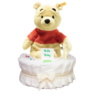 Windeltorte Steiff Soft Cuddly Friends Disney Winnie Puuh in beige Neutrale Windeltorten Jasmico by Windeltortenfee