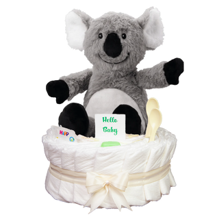 Windeltorte Welliebellie Wärmekuscheltier Koala beige Neutrale Windeltorten Jasmico by Windeltortenfee