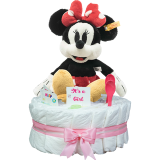 Windeltorte Steiff Soft Cuddly Friends Disney Minnie Maus in rosa Windeltorten für Mädchen Jasmico by Windeltortenfee