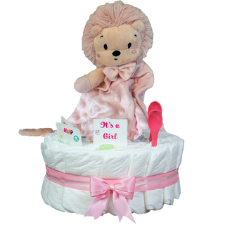 Windeltorte Igel Schmusetuch in rosa Windeltorten für Mädchen Jasmico by Windeltortenfee