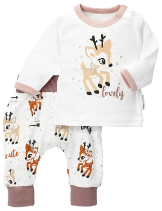 Baby Set Rentier 2tlg. in weiss/beige Set Langarm-Shirt und Hose Jasmico   