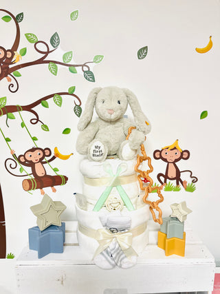 Windeltorte My first Steiff Hase in beige Neutrale Windeltorten Jasmico by Windeltortenfee   