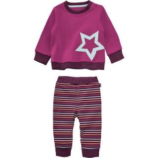 Baby Set Sweat in burgund Applikation Set Langarm-Shirt und Hose Jasmico   