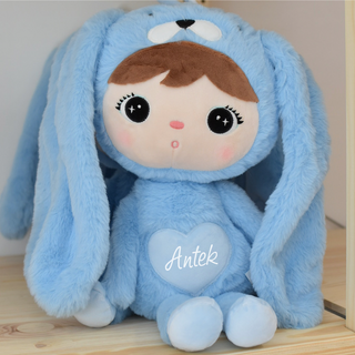 Personalisierbares XXL Kuscheltier Hase Metoo - 48cm - mit Name - in blau Kuscheltier Jasmico   