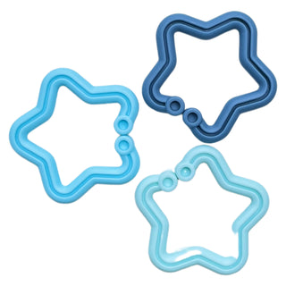 Rasselkette Kinderwagenkette Sterne blau 18tlg. Rasselkette Jasmico by Windeltortenfee   
