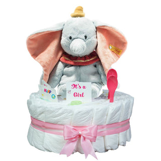 Windeltorte Steiff Disney Dumbo in rosa Windeltorten für Mädchen Jasmico by Windeltortenfee   